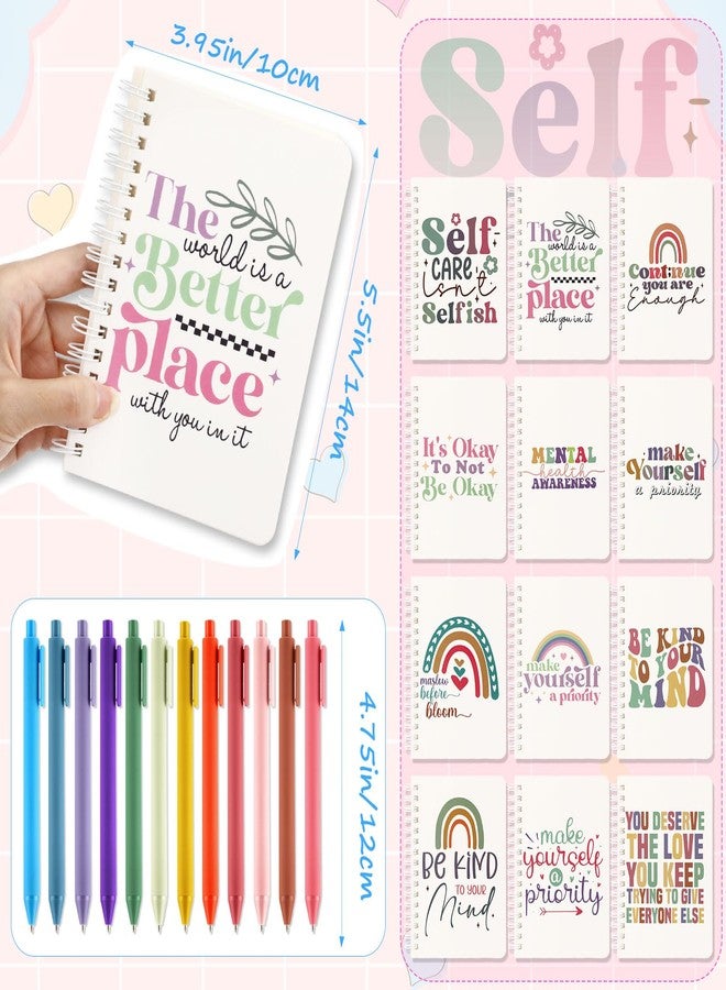 Resurhang 12 Sets Back to School Gifts for Students Teachers Bulk Mini Inspirational Notebooks with Pens Set Employee Appreciation Gifts for Coworkers Small Thank You Mental Health Self Care - Image 2